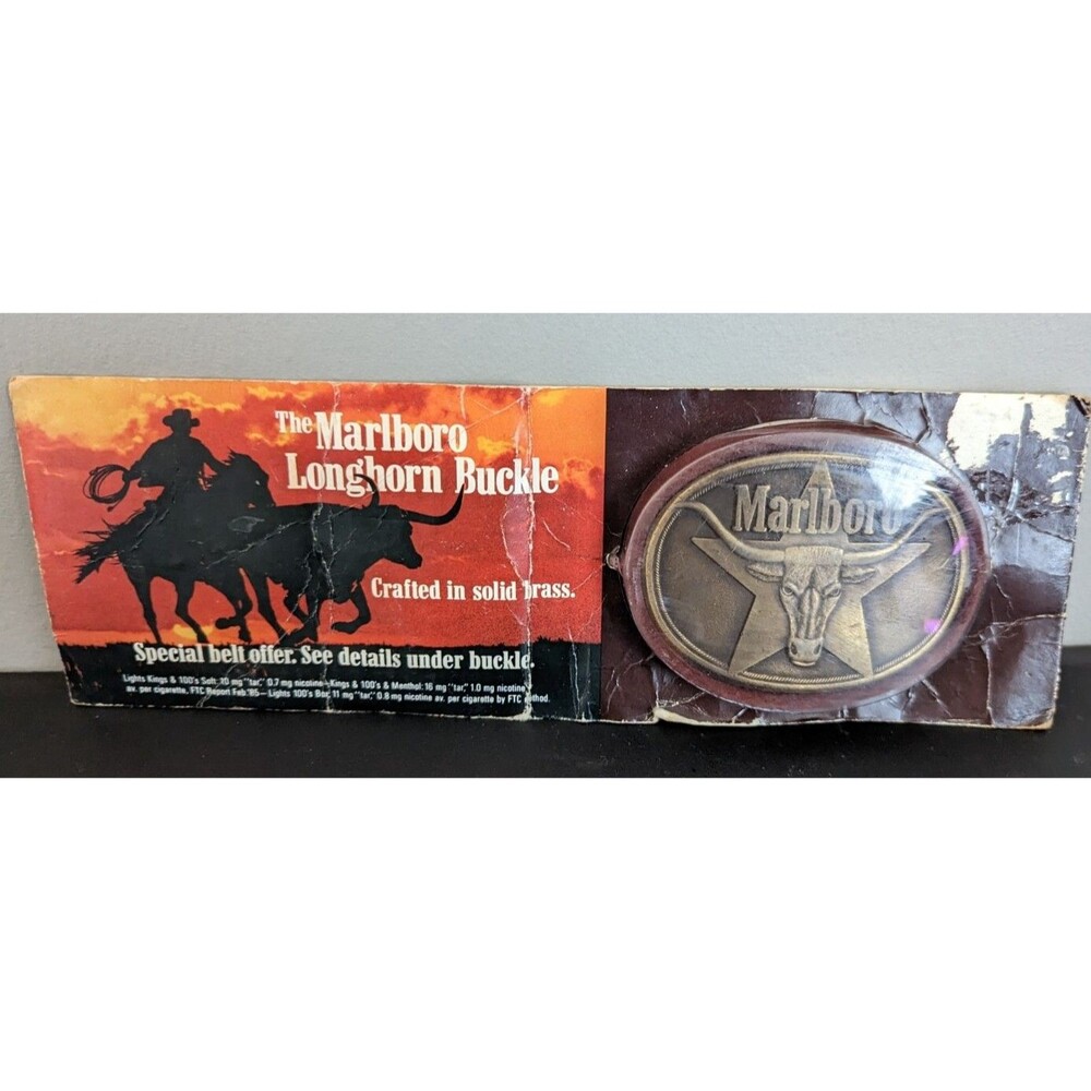 Marlboro Bull Buckle- Marlboro Longhorn Belt Buckle Crafted in Solid Brass